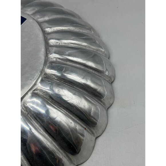 pewter 19.5" circle tray lip ripple old town imports centerpiece made in Mexico - Picture 7 of 12